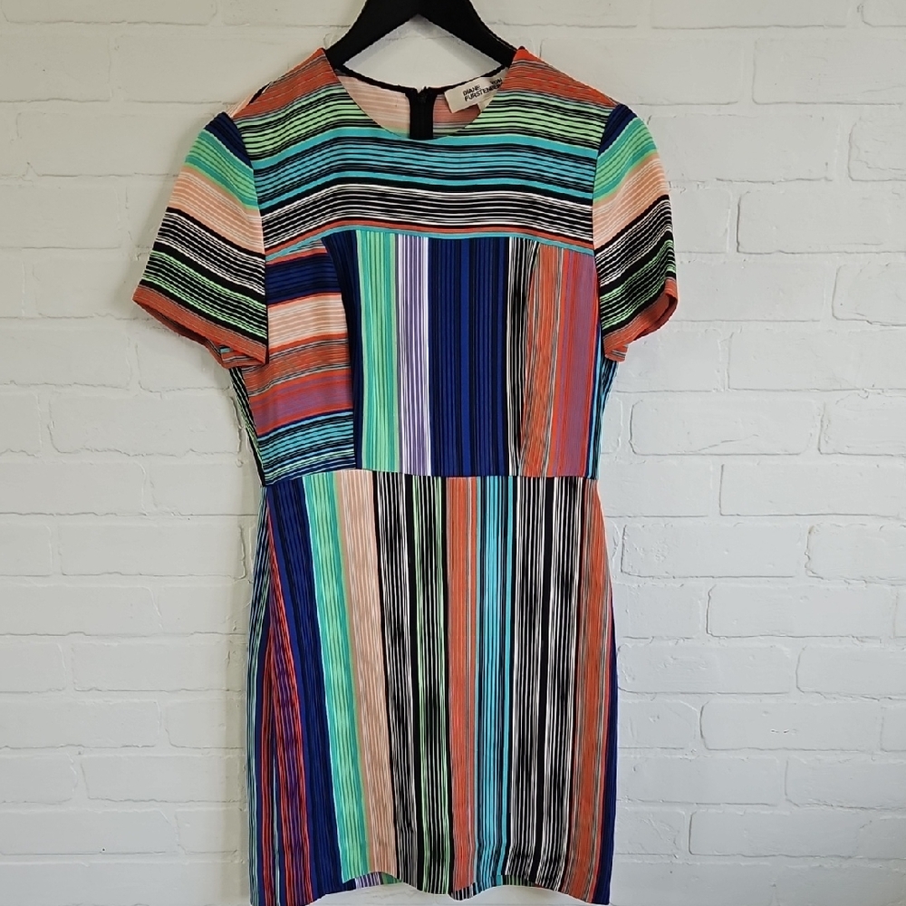 Diane Von Furstenberg Multicolor Striped Mini Dress